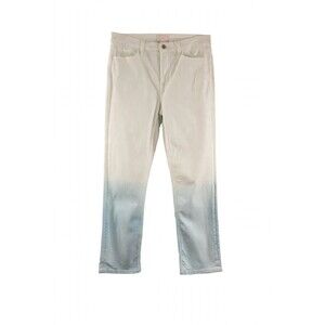 Jen7 Jeans Womens 8 Ankle Straight Ombre White Blue Dip Dye NWT $248 Retail